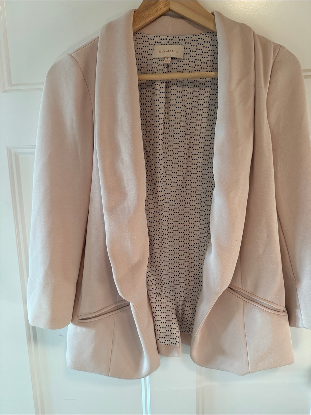 Skies Are Blue Blush Open-Front Draped Blazer